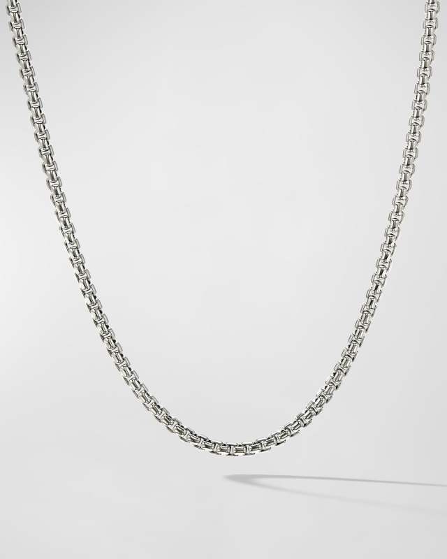 Box Chain Necklace in Silver with 14K Gold Accent, 3.6mm, 26"L